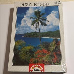 Vintage. EDUCA. Seychelles Tropical Island 1500-Piece Puzzle. Made in Spain